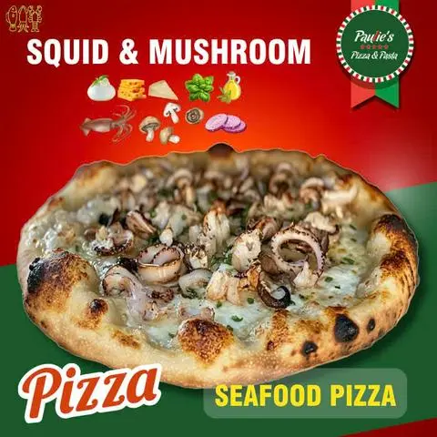 Hình ảnh Pizza Mực & Nấm | Squid & Mushroom Pizza