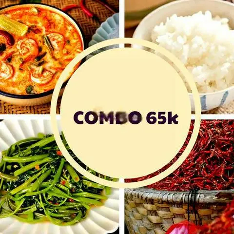 Hình ảnh Combo soup tomyum tôm sữa - rau muỗng xào cay - cơm - bún