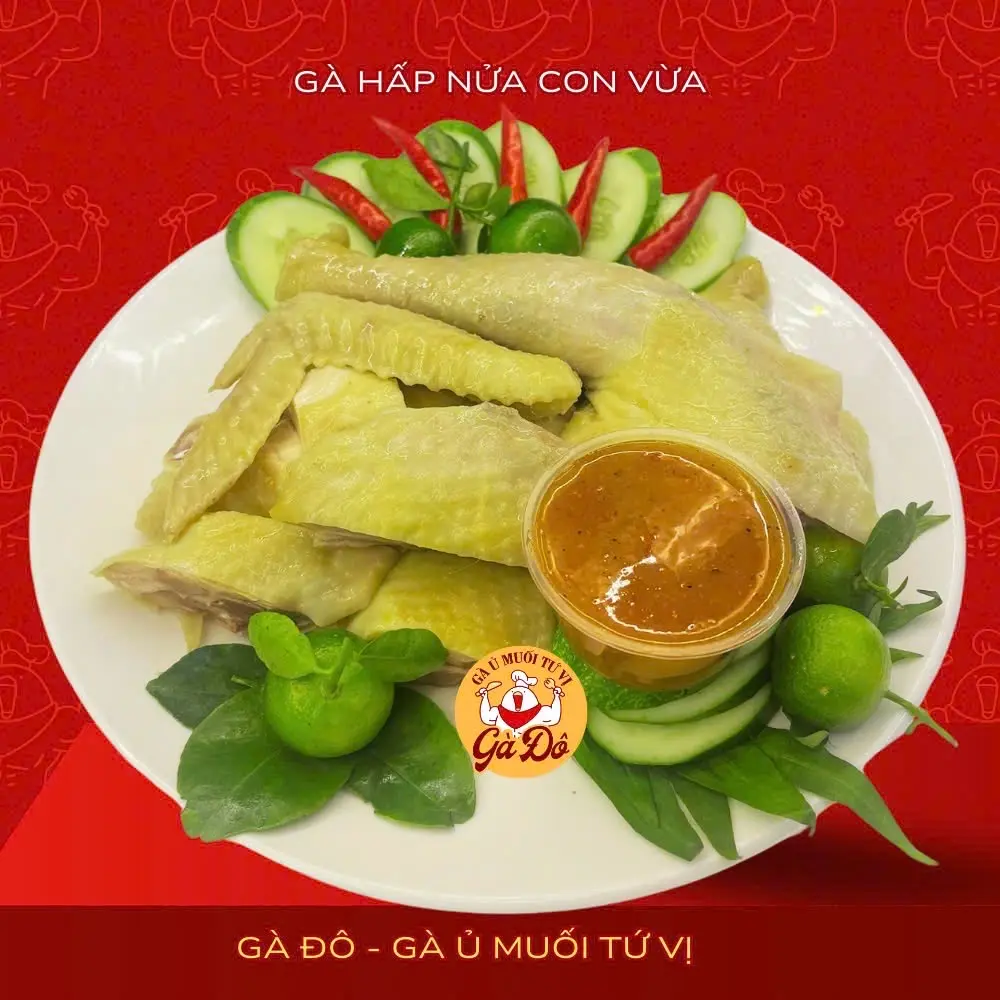 Hình ảnh Gà hấp lá chanh - 1/2 Con - free đồ chấm