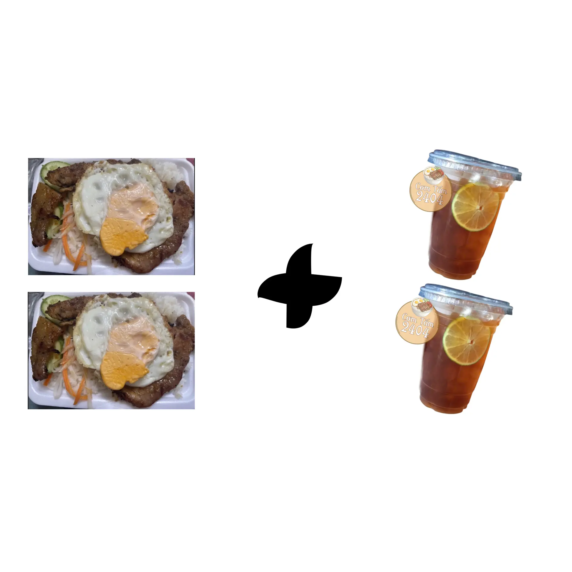 Hình ảnh COMBO: 2 Cơm Sườn Ốp La + 2 Trà Đường (800ml)