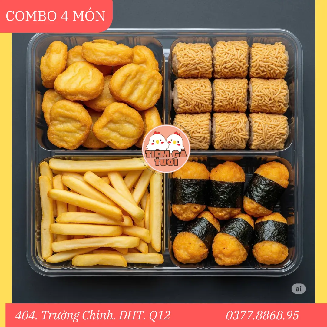 Hình ảnh COMBO GÀ VIÊN+NEM RÁN+GÀ RONG BIỂN+KHOAI
