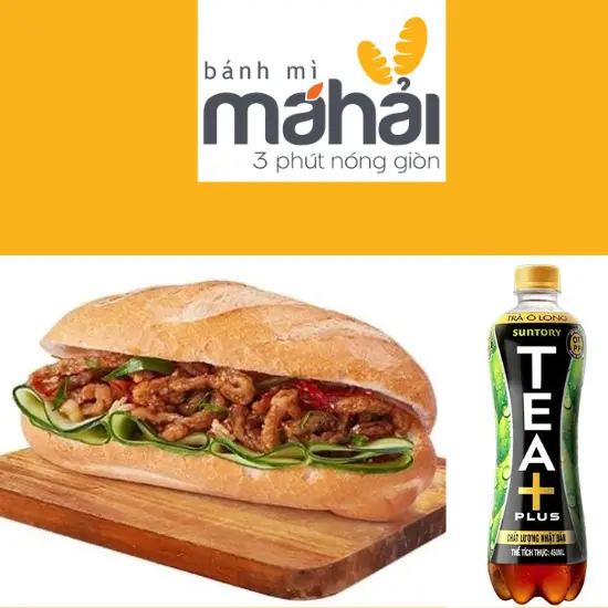 Hình ảnh Combo Bánh Mì Nhiều Chả cá - Trà O long Tea Plus