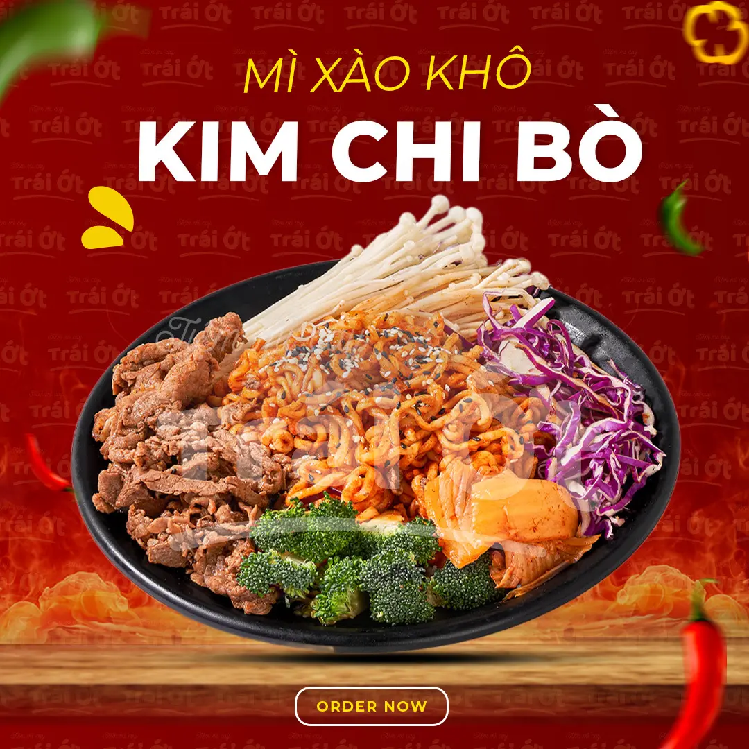 Hình ảnh Mì Xào Cay Khô Kim Chi Bò
