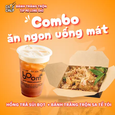 Hình ảnh [ DEAL 50% ] Mua 1 Bánh Tráng Sa tế tỏi - Tặng 1 Hồng Thanh Trà Trân Châu Đen