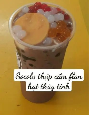 Hình ảnh Trà Sữa Socola Flan Trứng Hạt Thủy Tinh