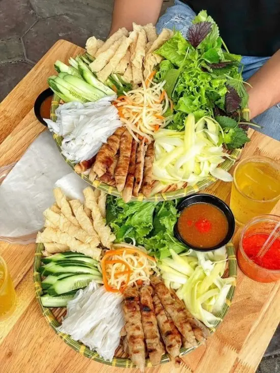 Hình ảnh mẹt nem nướng - mắm nêm _bánh tráng