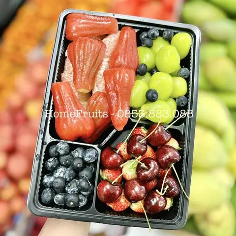 Hình ảnh Khay mix siêu vip: Cherry, Việt quất, Nho, Roi đỏ, dây tâu