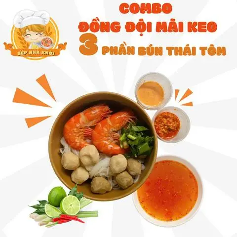 Hình ảnh Combo 3 phần bún thái tôm