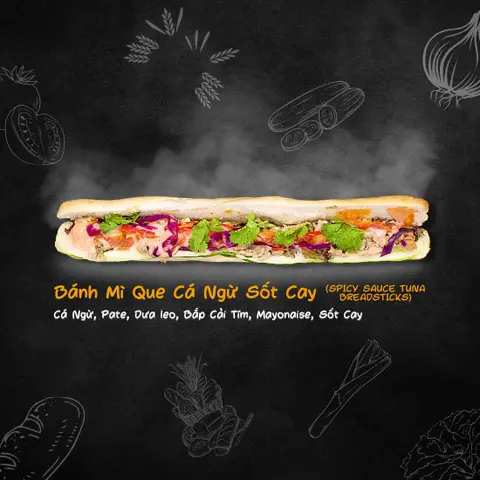 Hình ảnh Bánh mì que cá ngừ sốt cay