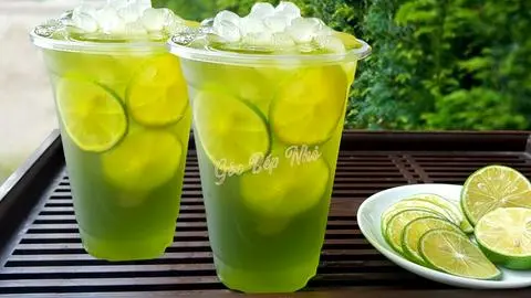 Hình ảnh trà tắc thái xanh thạch dừa