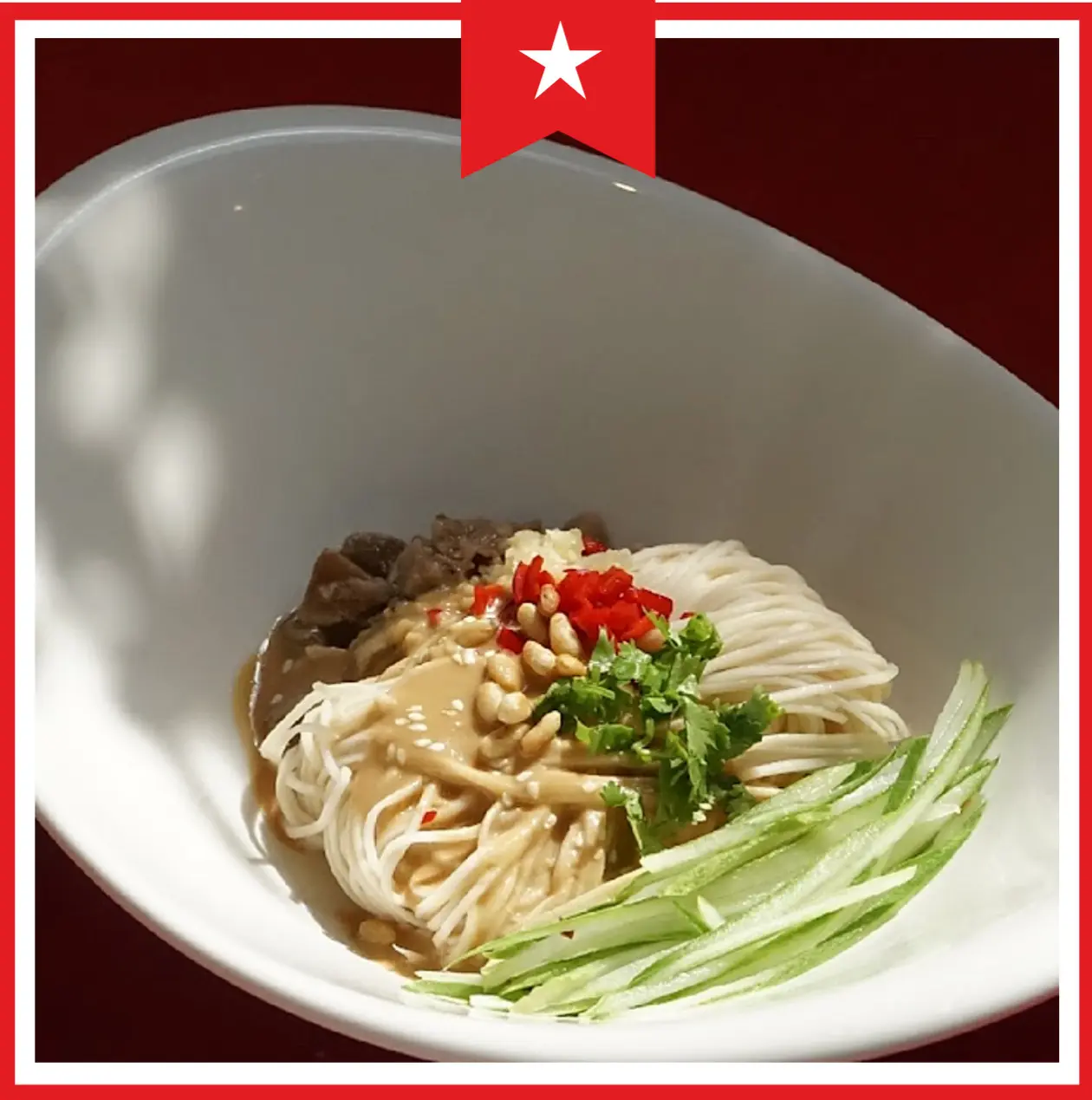 Hình ảnh Mì trường thọ trộn tương mè chay - nấm thông