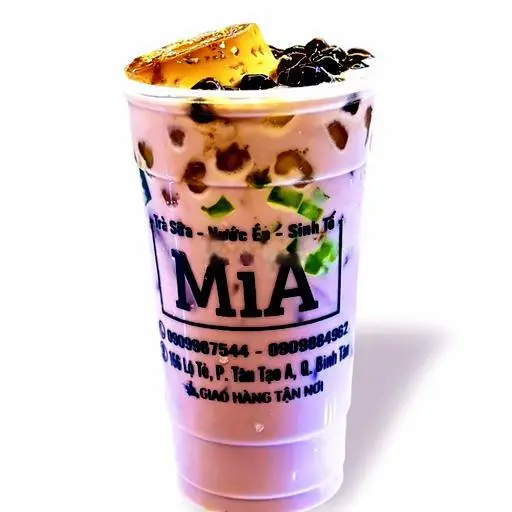 Hình ảnh Trà sữa khoai môn - bánh flan