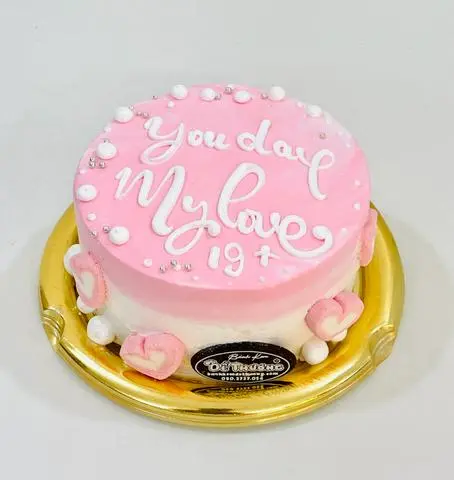 Hình ảnh bánh kem mini màu hồng tặng my love