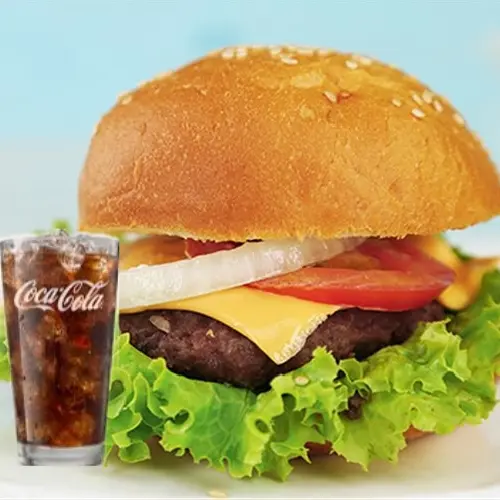 Hình ảnh Combo Hamburger bò phô mai + coca 500ml