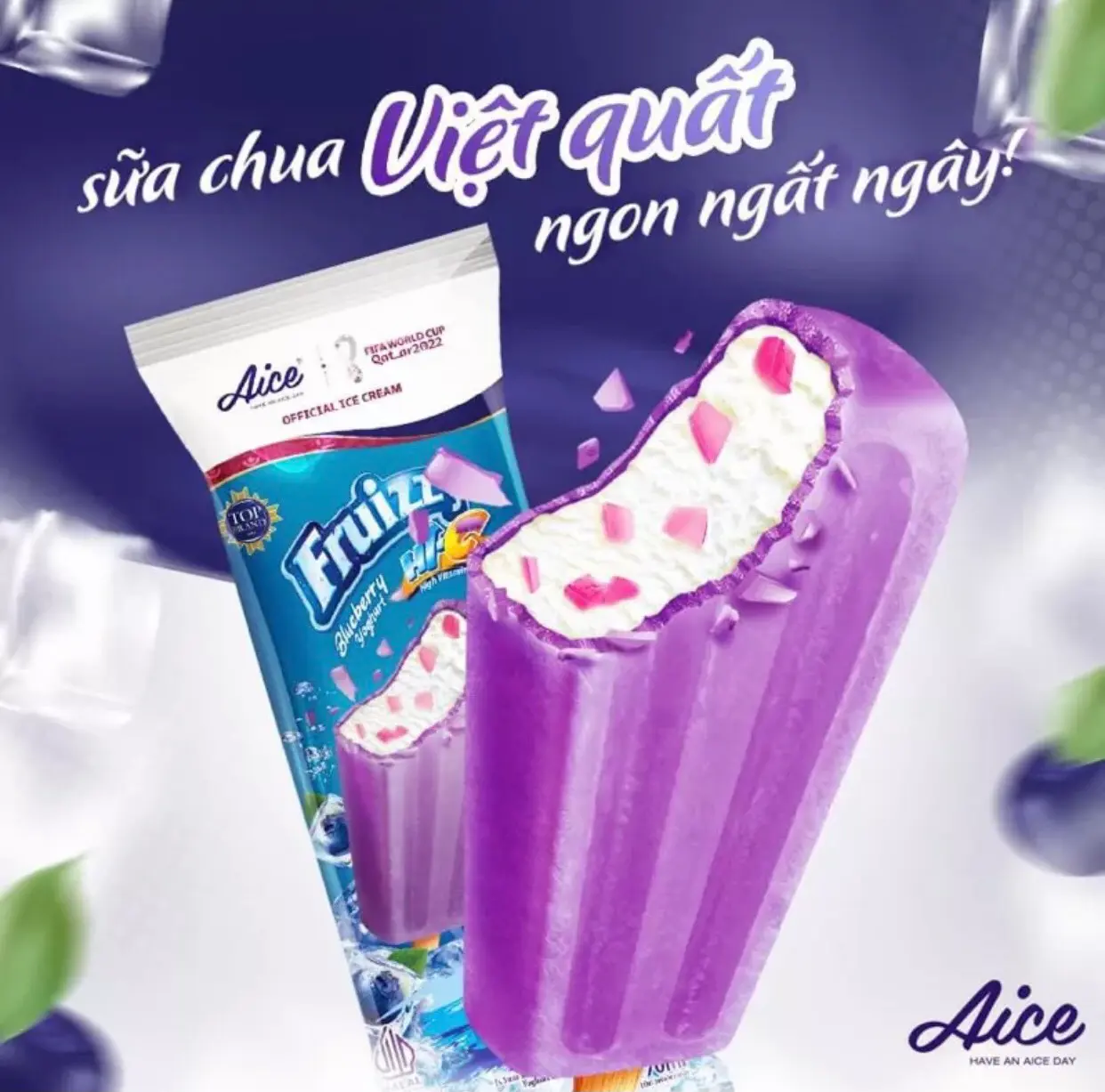 Hình ảnh Kem Aice Sữa Chua Việt Quất Có Nhân Thạch