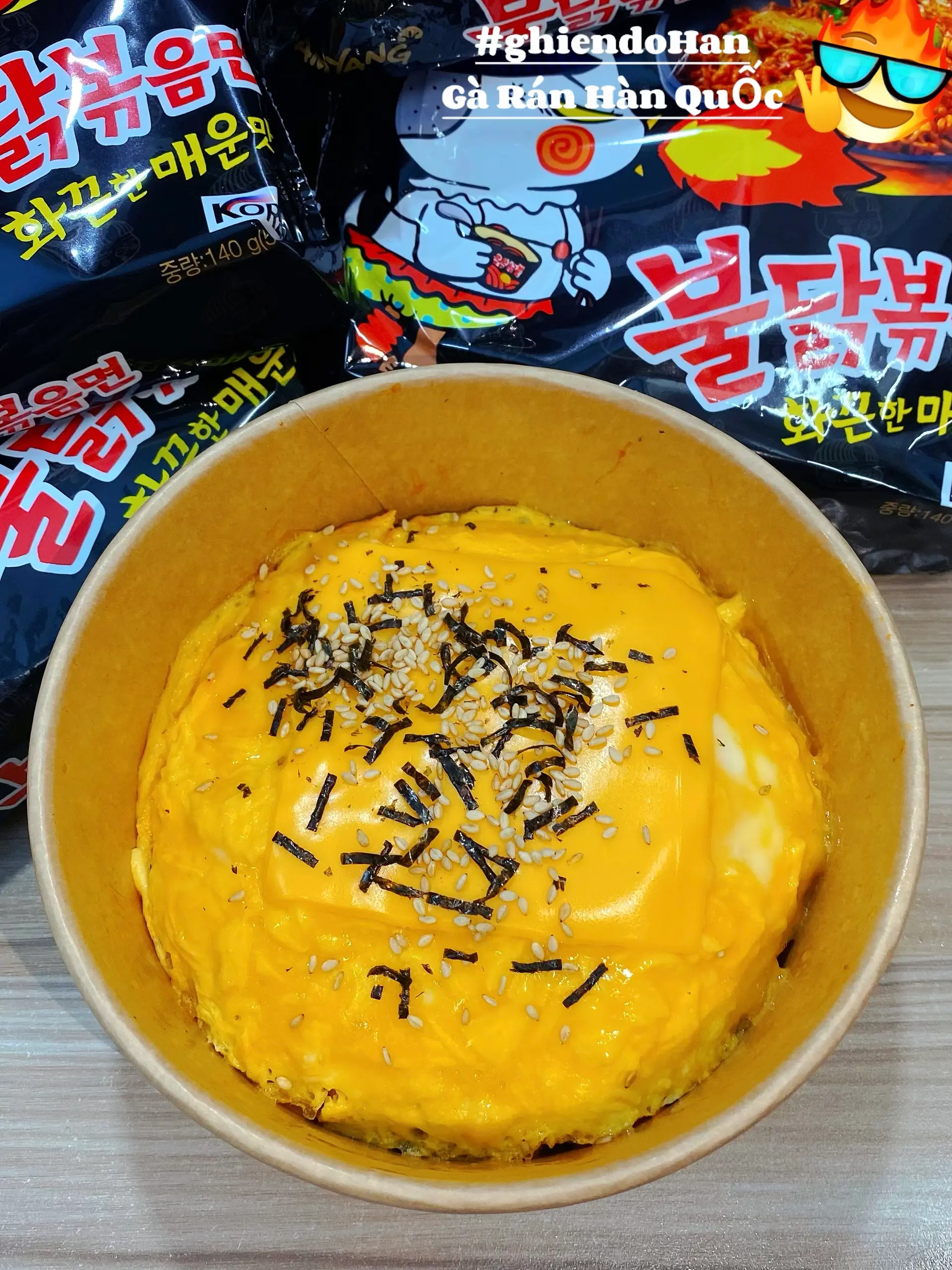 Hình ảnh Mì Samyang phủ trứng phô mai 