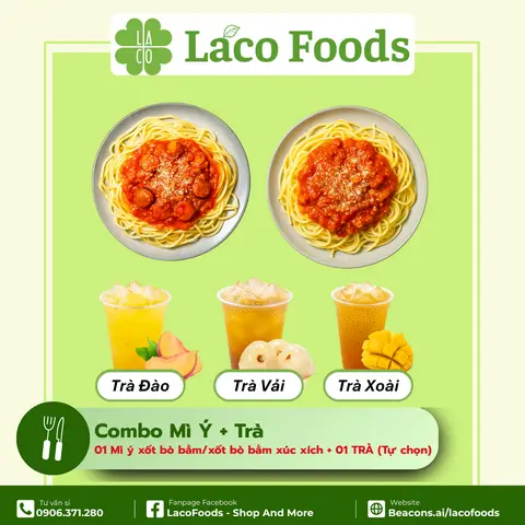 Hình ảnh Combo 1 Mì Ý Xốt Bò Bằm/Xúc Xích + 1 Trà (Tự chọn)