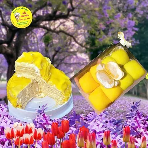 Hình ảnh Combo 1 hộp crepe sầu riêng 8 cái và 1 hộp nghìn lớp 500g