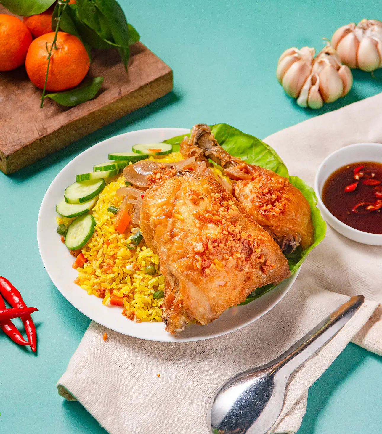 Hình ảnh Cơm gà mắm tỏi góc tư