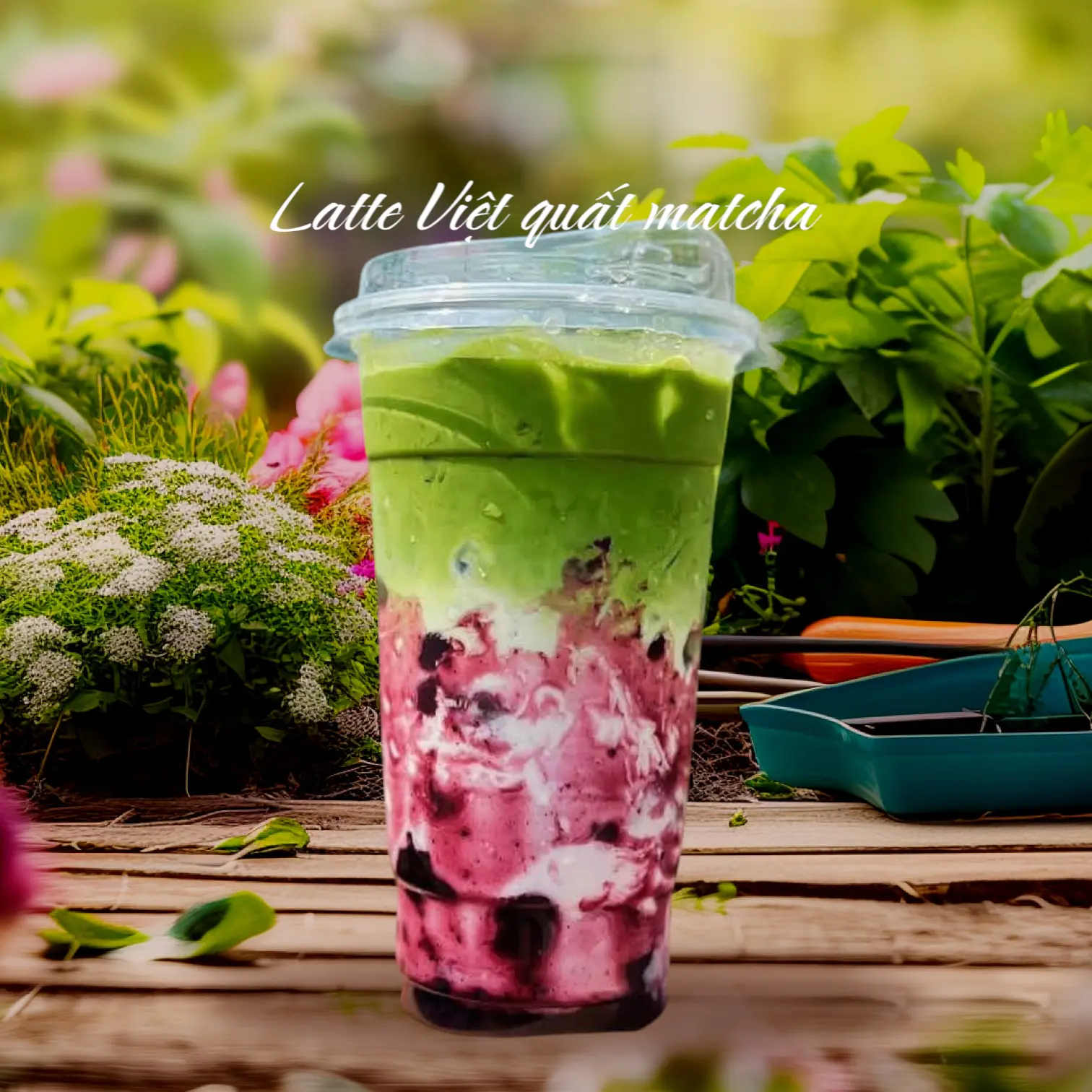 Hình ảnh latte matcha Việt quất 