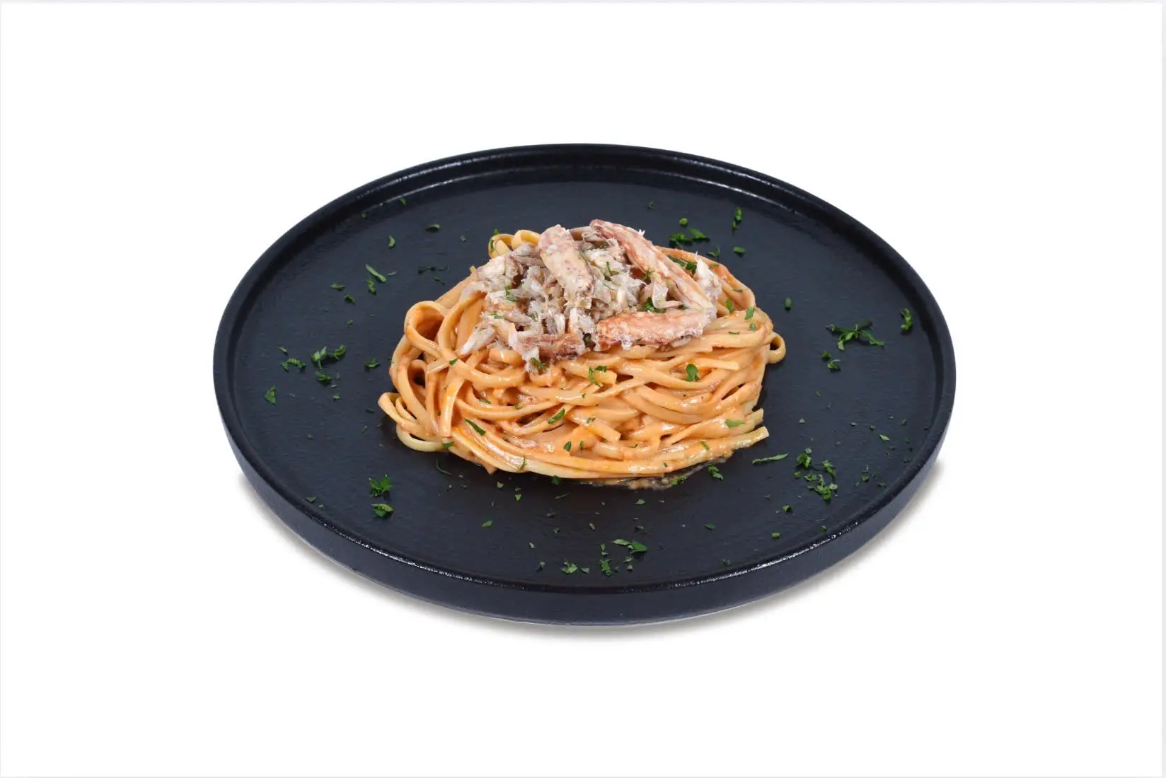 Hình ảnh Mì linguine thịt cua với sốt kem hồng cay