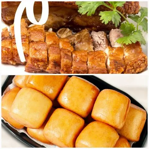 Hình ảnh 0,5Kg thịt heo quay + 5 cái bánh bao chiên
