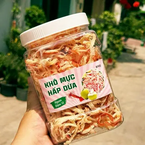 Hình ảnh Khô Mực Xé Sợi Hấp Nước Dừa 500g