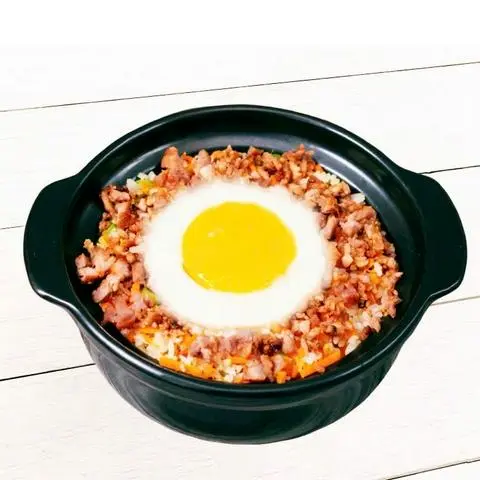 Hình ảnh cơm thố dương châu+ trứng thêm