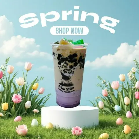 Hình ảnh Trà Sữa Khoai Môn Full TOPPING