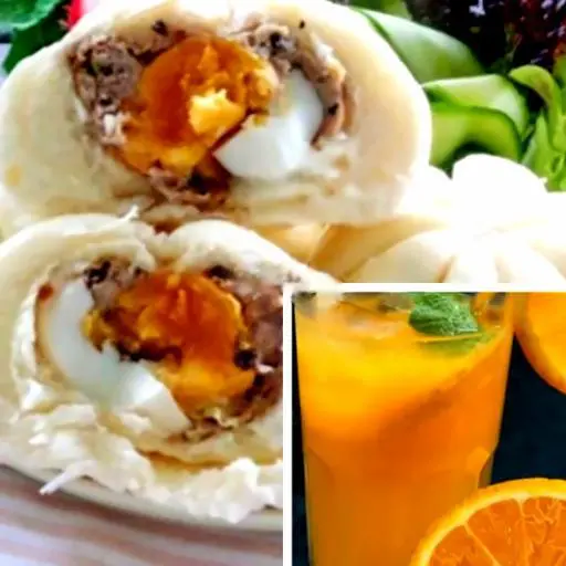 Hình ảnh 1 bánh bao đặc biệt - 1 ly nước cam vắt nguyên chất