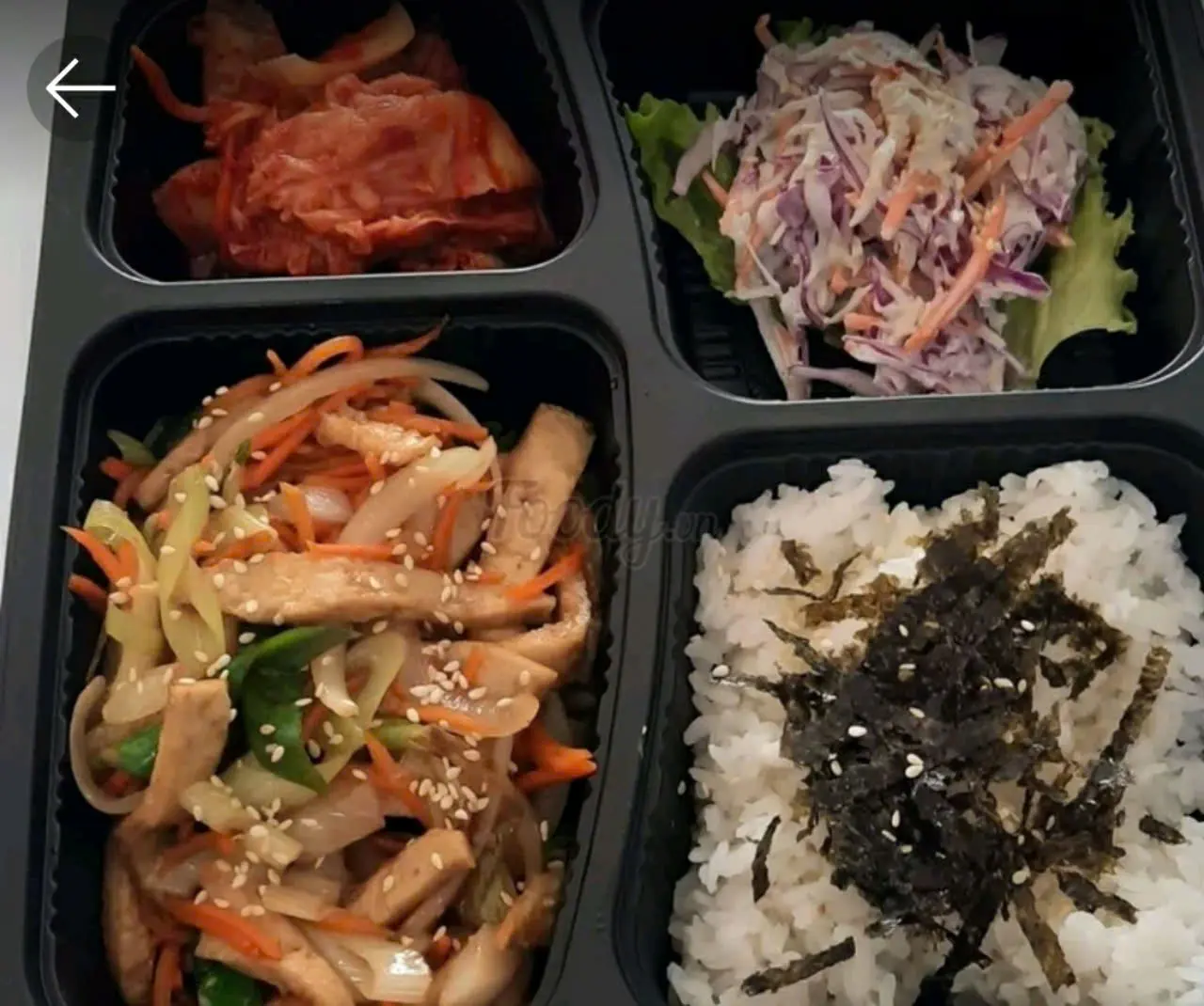 Hình ảnh Set N4(Cơm Bento chả cá HQ xào rau củ +cơm trắng trứng ốp la + Salad Bắp Cải Sốt Mayonnaise 