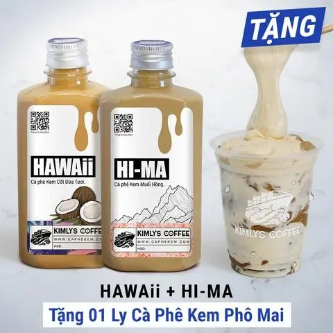 Hình ảnh Combo 2 chai  - kèm 1 ly cà phê kem phô mai dẻo
