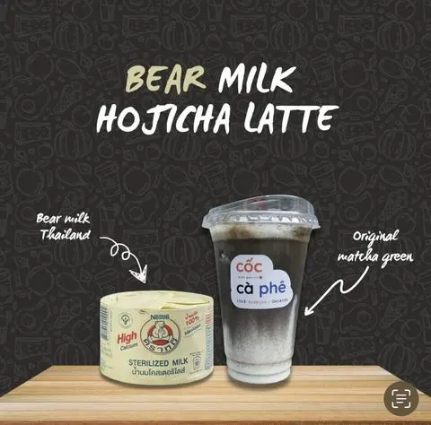 Hình ảnh Houjicha latte sữa gấu
