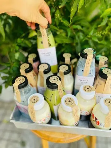 Hình ảnh Trà sữa mix Flan chai to organic ko bột béo kem béo mix 1 flan 