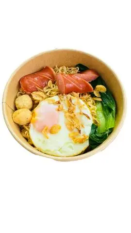 Hình ảnh Mì Gói trộn chua ngọt-trứng- xúc xích- cá viên