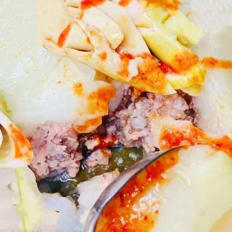 Hình ảnh Bánh Đúc Mặn Thịt, Trứng, Chả, Chả Cốm Phố Cổ Chiên, Sẵn Mắm Hành Phi
