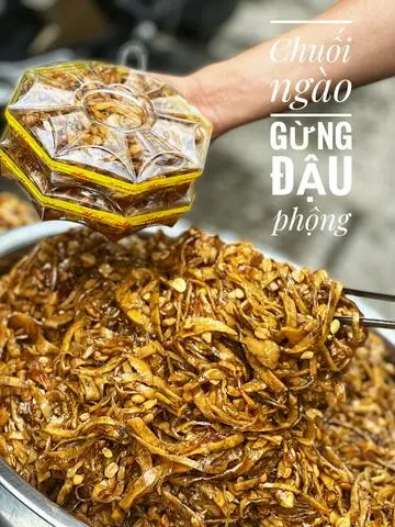 Hình ảnh Mứt Chuối Ngào Gừng Đậu Phộng Hộp Tết 500g