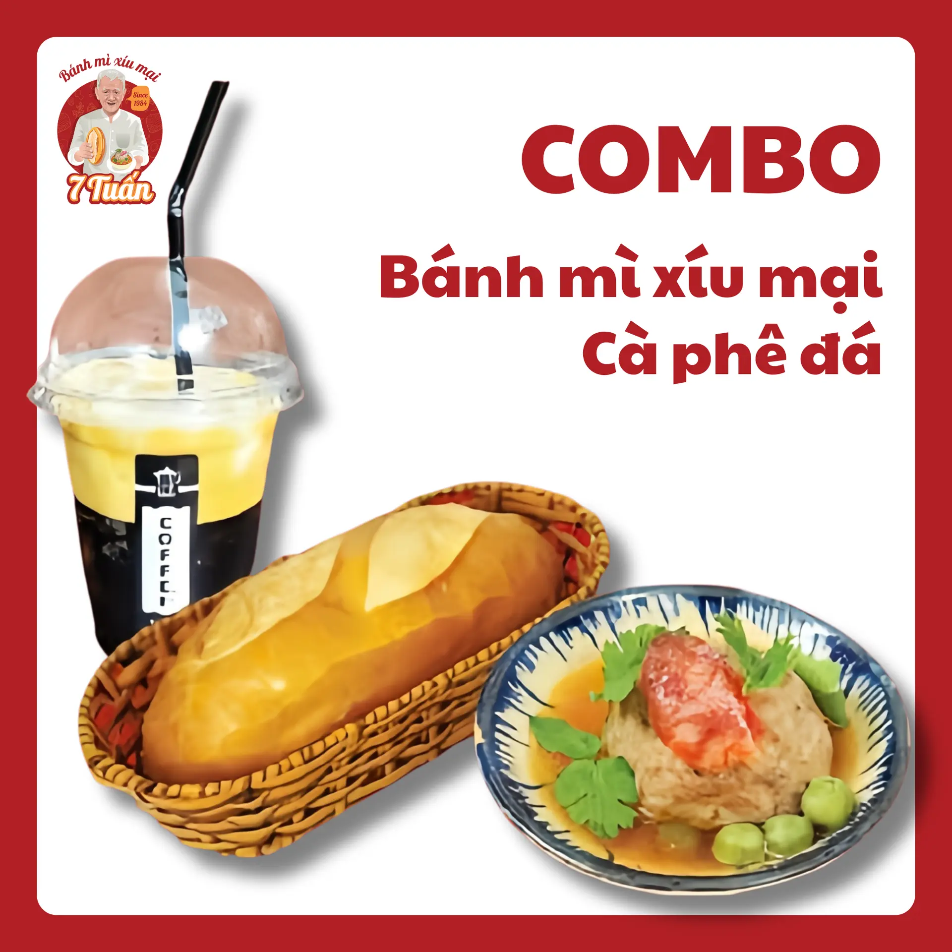 Hình ảnh Bánh mì xíu mại - cà phê đá