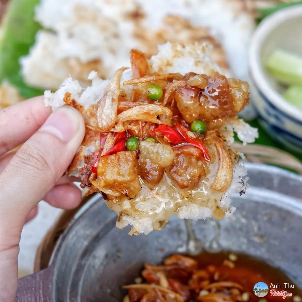 Hình ảnh Combo cơm cháy , kho quẹt, khô cá dứa, rau luộc, trà đào