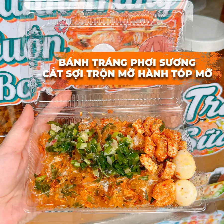 Hình ảnh Bánh Tráng Phơi Sương Cắt Sợi Trộn Mỡ Hành Tóp Mỡ