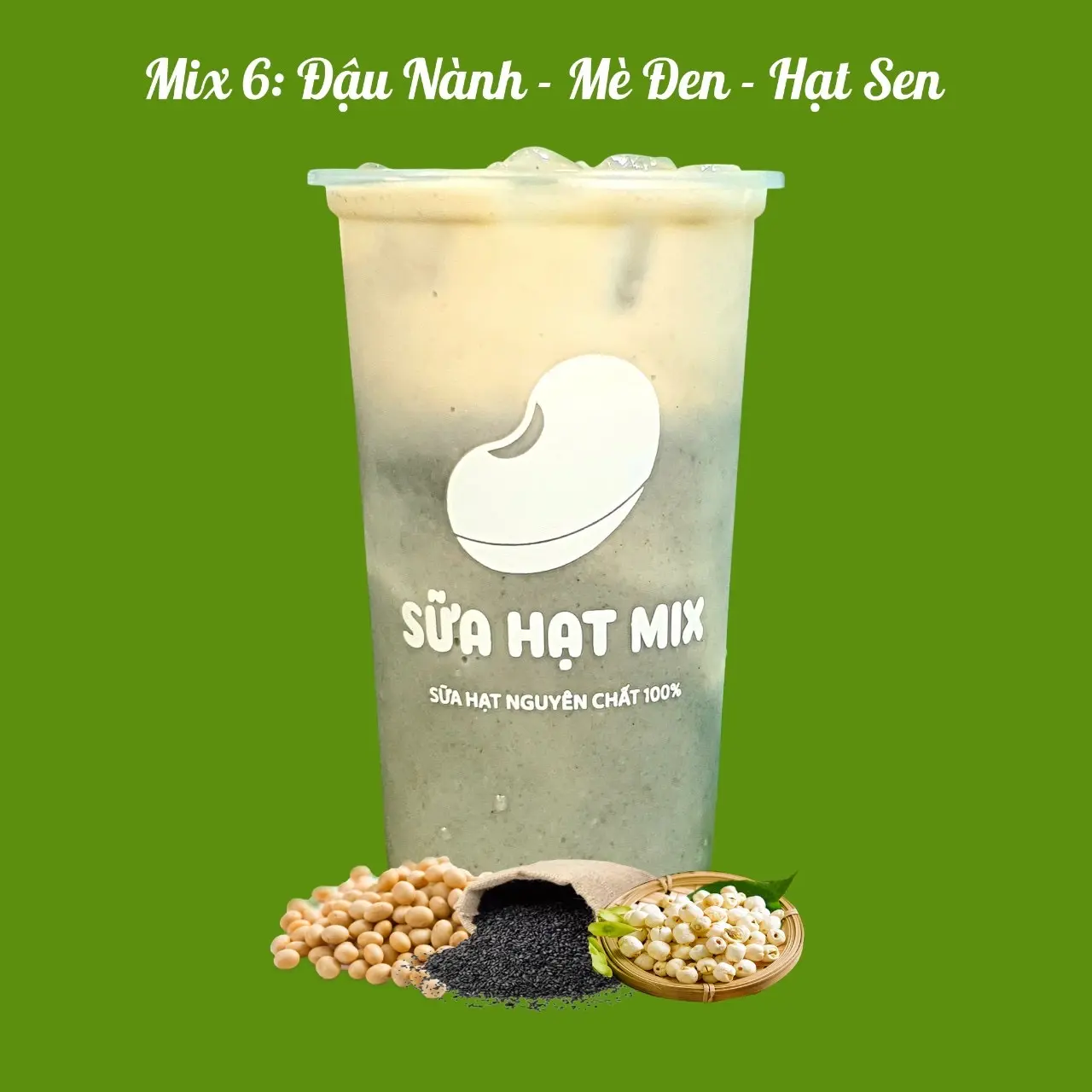 Hình ảnh Mix 6: Đậu Nành - Mè Đen - Hạt Sen 