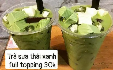 Hình ảnh Trà sữa thái xanh full topping