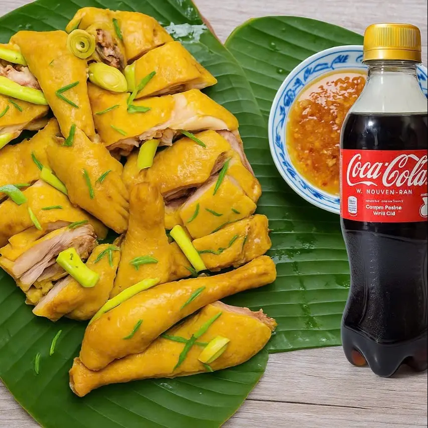 Hình ảnh combo gà Ủ muối ( nguyên con không chân đầu) chặt sẵn+1chai coca-cola 