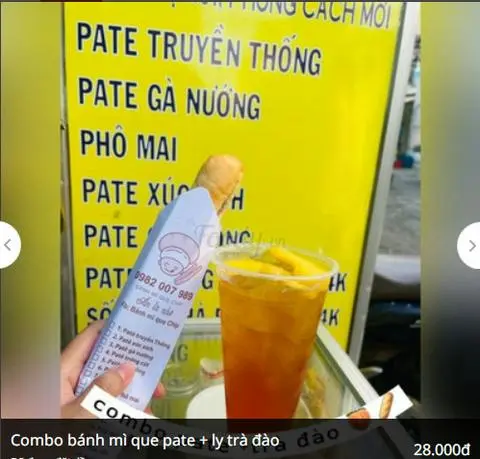 Hình ảnh Combo bánh mì que pate + Trà đào dầm