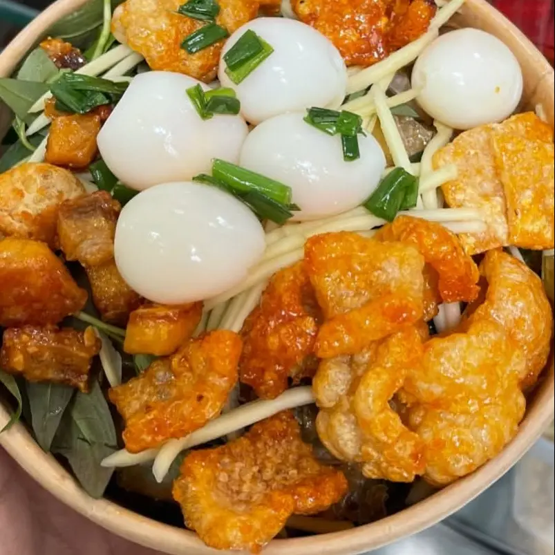 Hình ảnh Bánh tráng ps Da heo + tóp mỡ+ trứng cút
