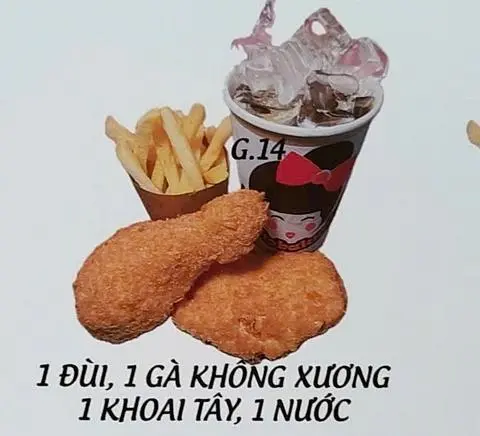 Hình ảnh G.14 1 ĐÙI GÀ,1 GÀ KHÔNG XƯƠNG,1 KHOAI TÂY, 1 NƯỚC