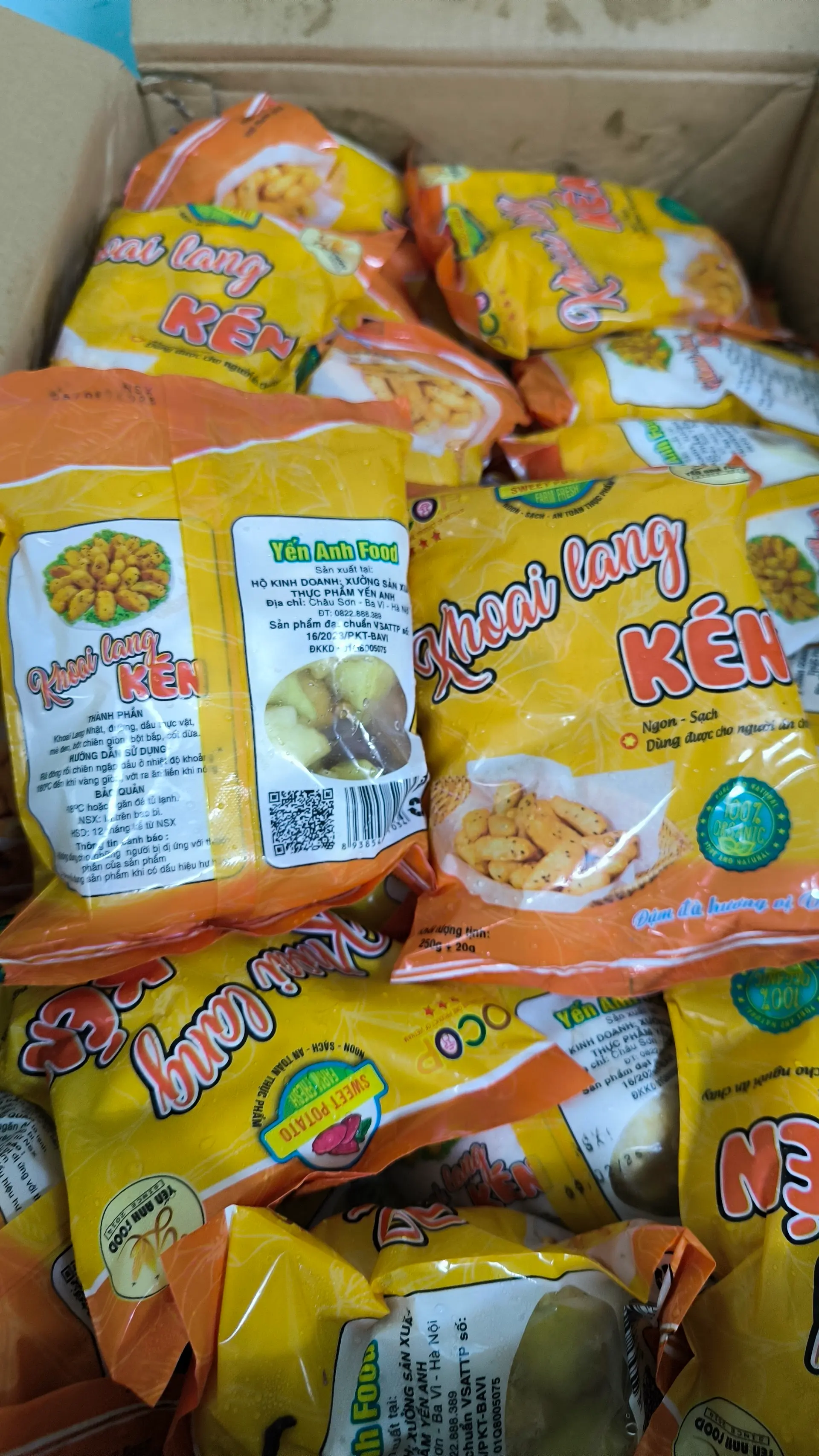 Hình ảnh Khoai lang kén. Túi 250gram rất nhiều viên.Rã đông trước khi chế biến.