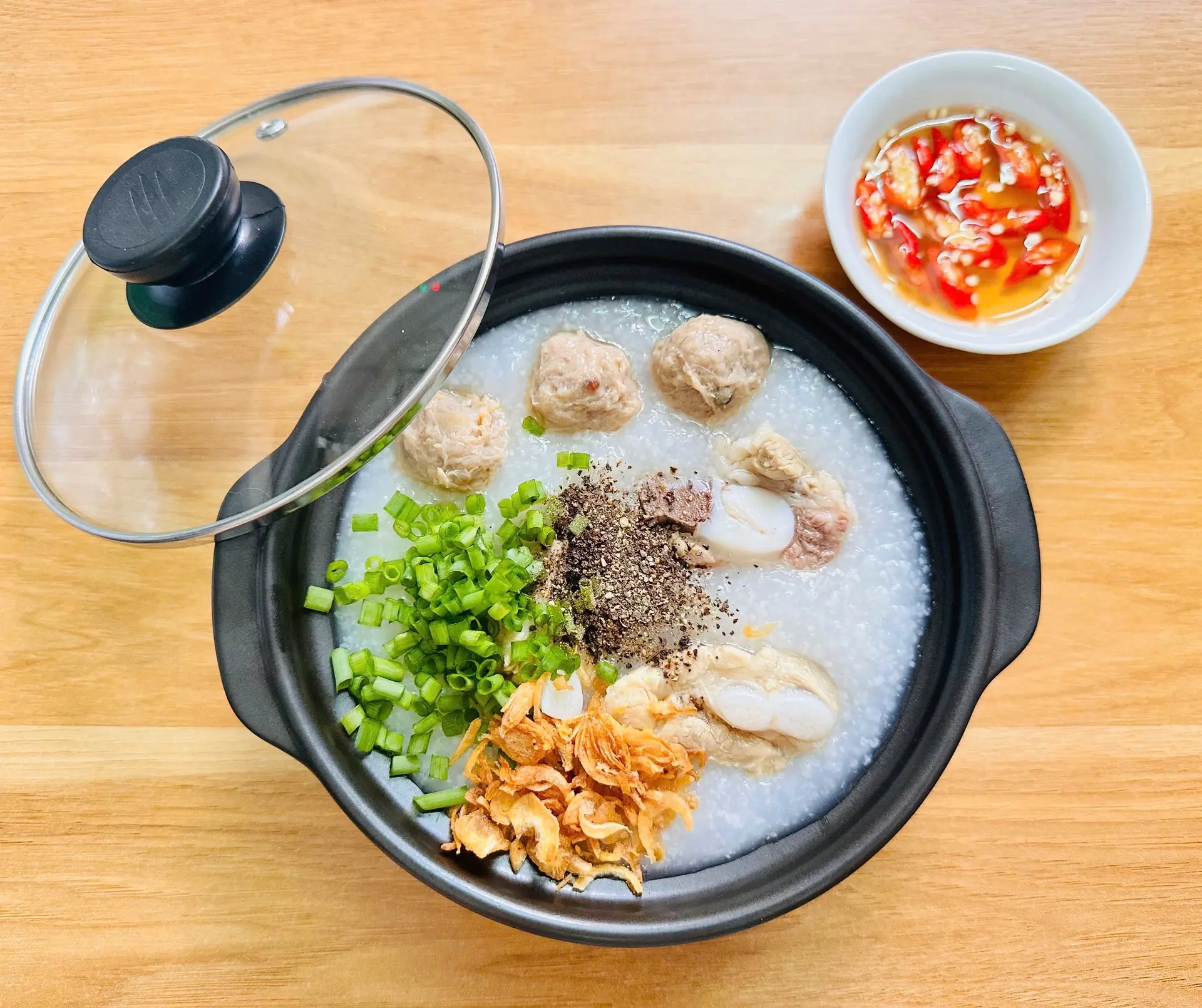 Hình ảnh cháo sườn bò viên