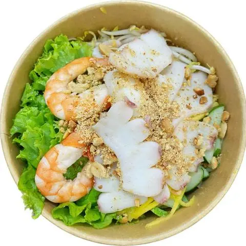 Hình ảnh bún gạo lứt trộn hải sản