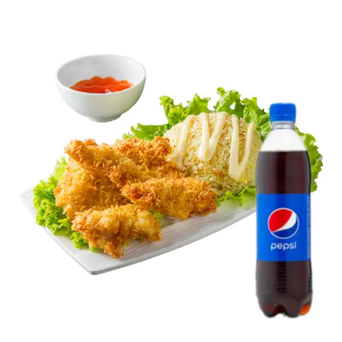 Hình ảnh Cơm Gà Rút Xương Chiên Xù + 1 Pepsi Chai 390ml